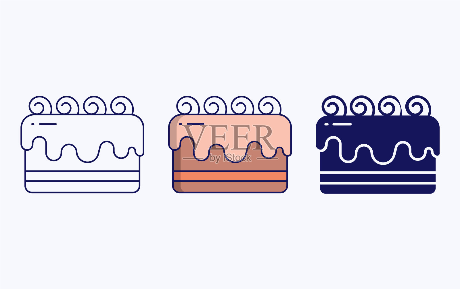 糕点线和字形图标，矢量插图插画图片素材