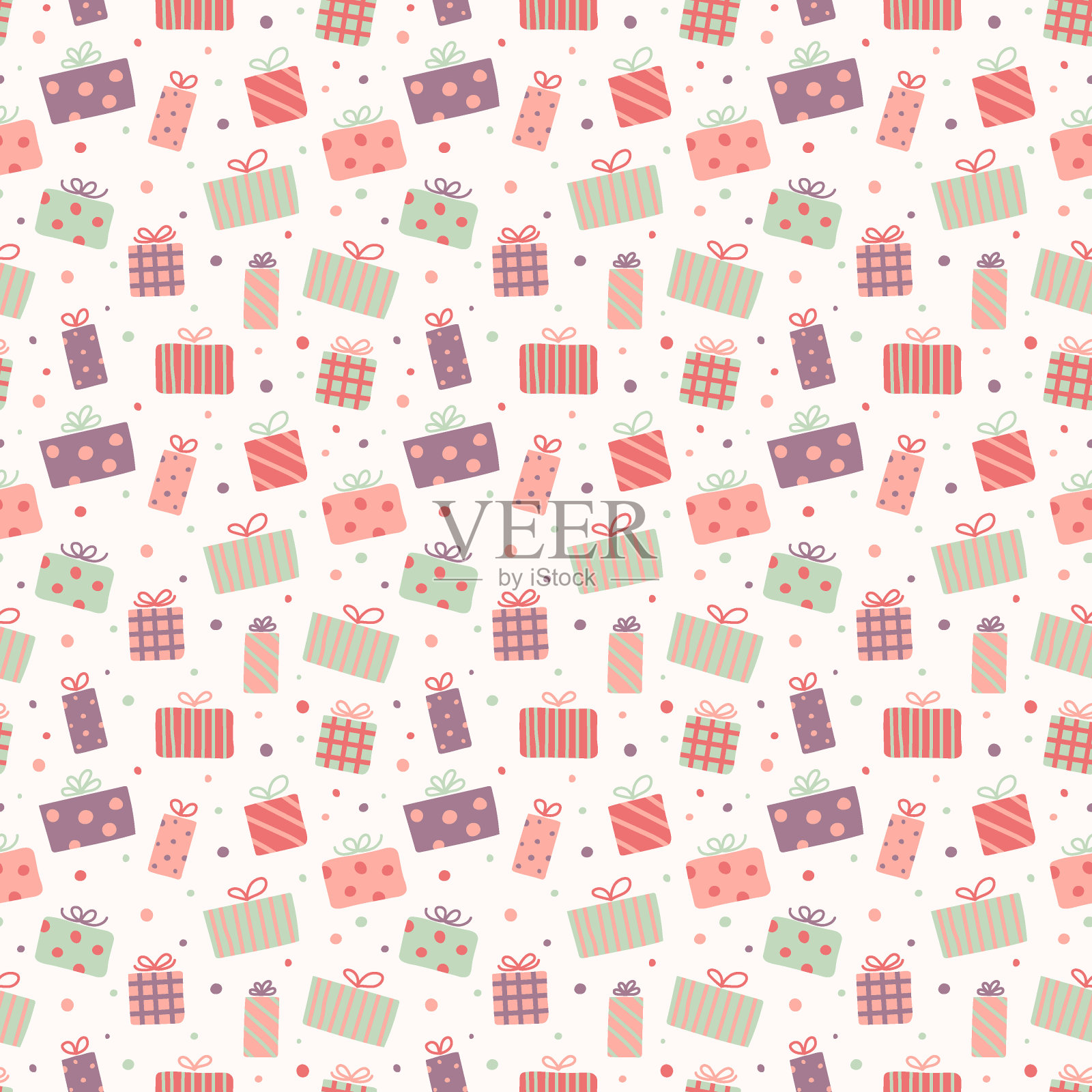 无缝模式的概念与圣诞礼品盒。圣诞节的背景。横幅。向量插画图片素材