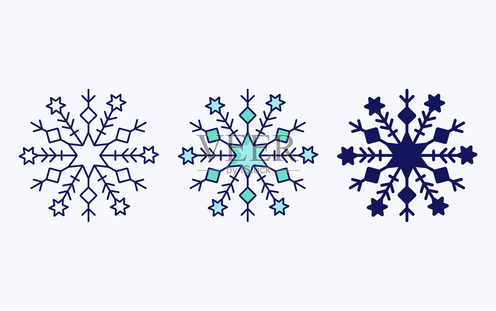 雪花线和字形图标，矢量插图插画图片素材