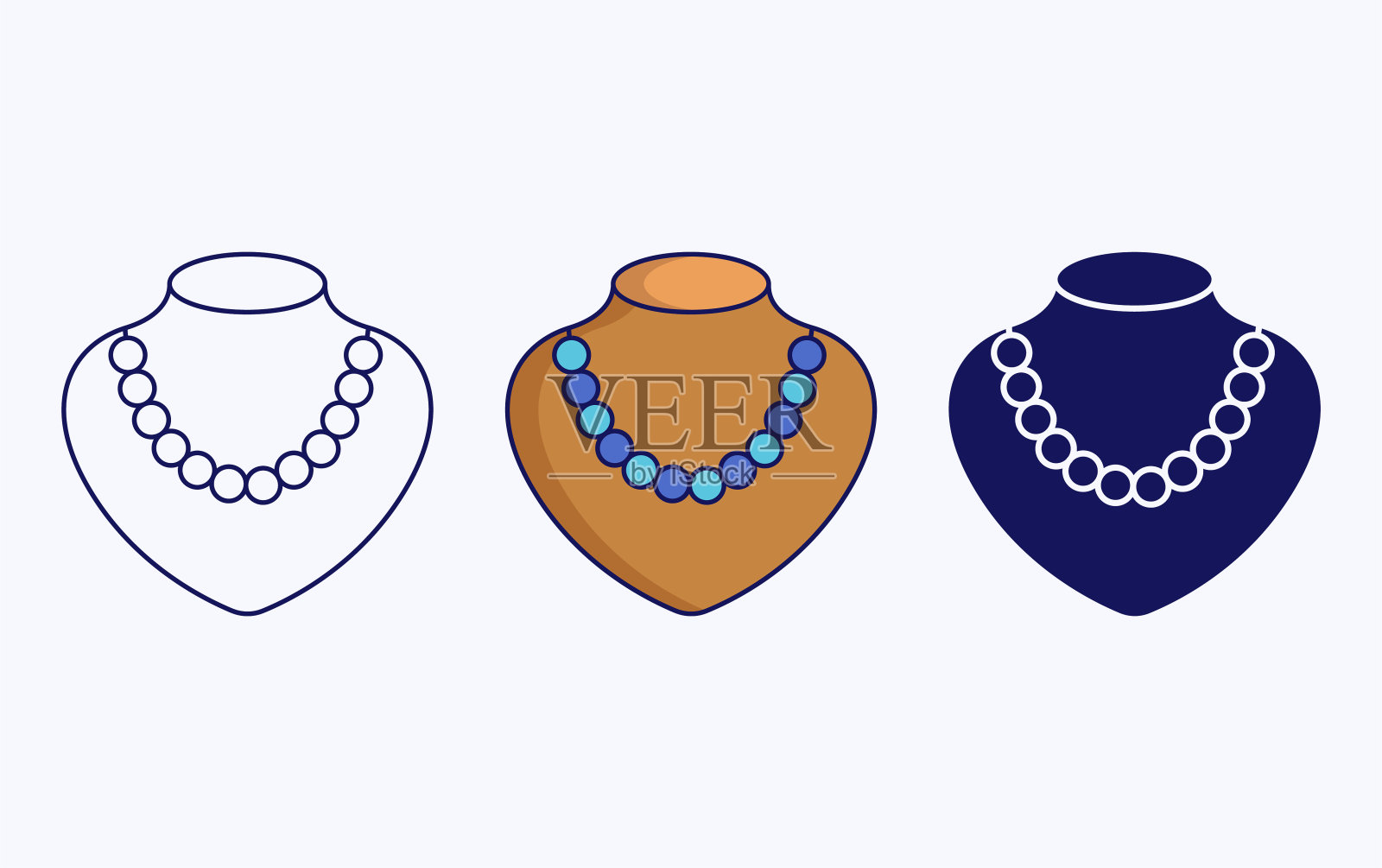 项链线和字形图标，矢量插图设计元素图片