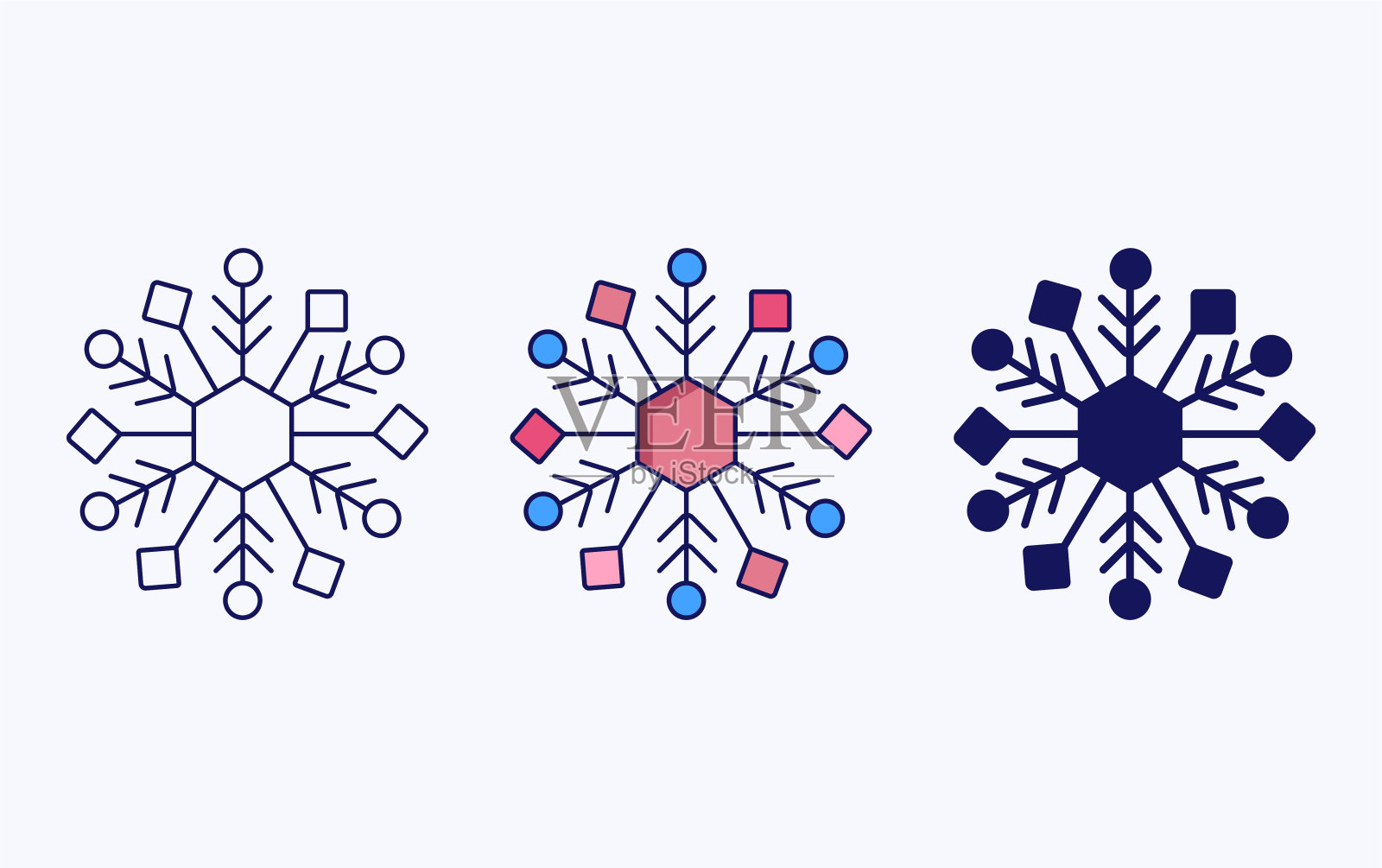 雪花线和字形图标，矢量插图图标素材