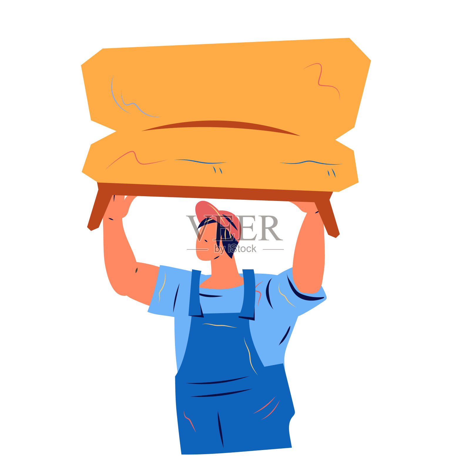 搬运工运输家具。移动和运输的主题，矢量。插画图片素材