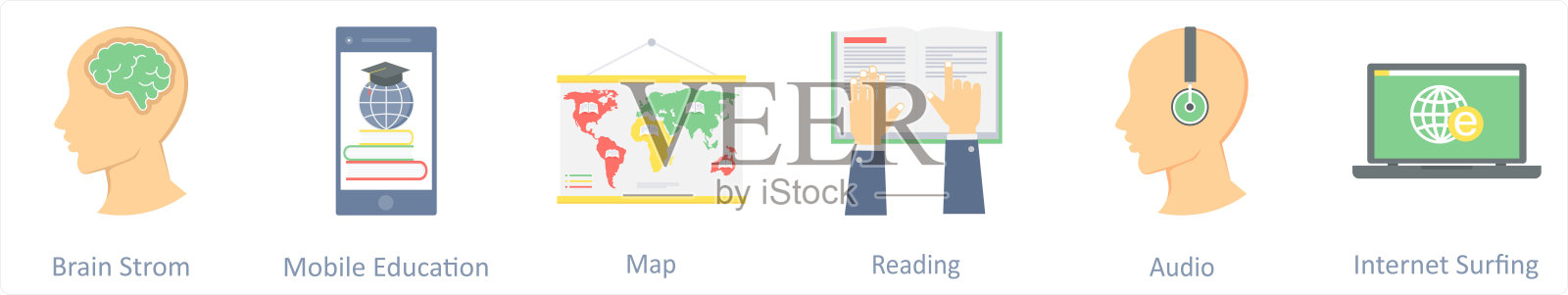 头脑风暴，创意，移动教育插画图片素材