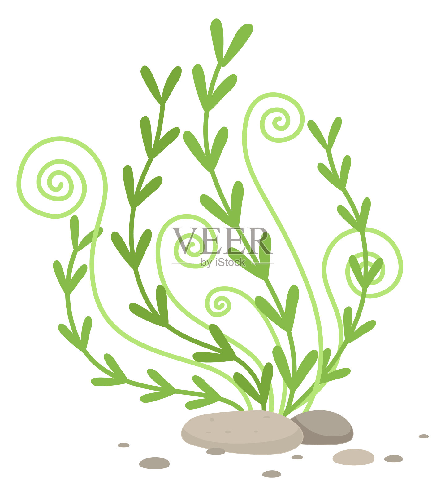 海藻图标。卡通海藻。水下植物插画图片素材