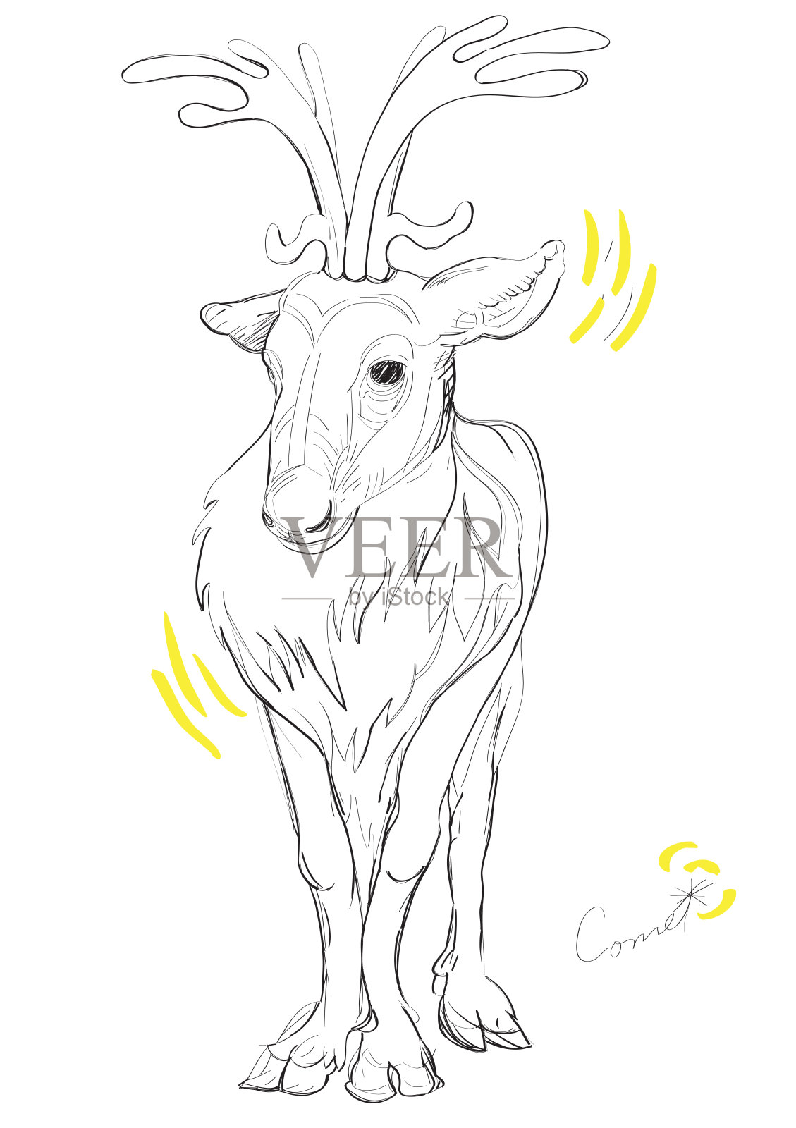 圣诞老人的驯鹿彗星插画图片素材