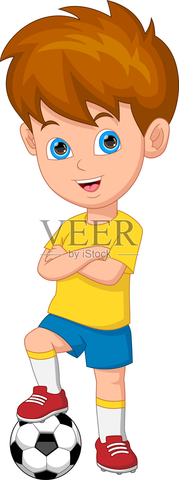 足球男孩被孤立在白色背景上设计元素图片