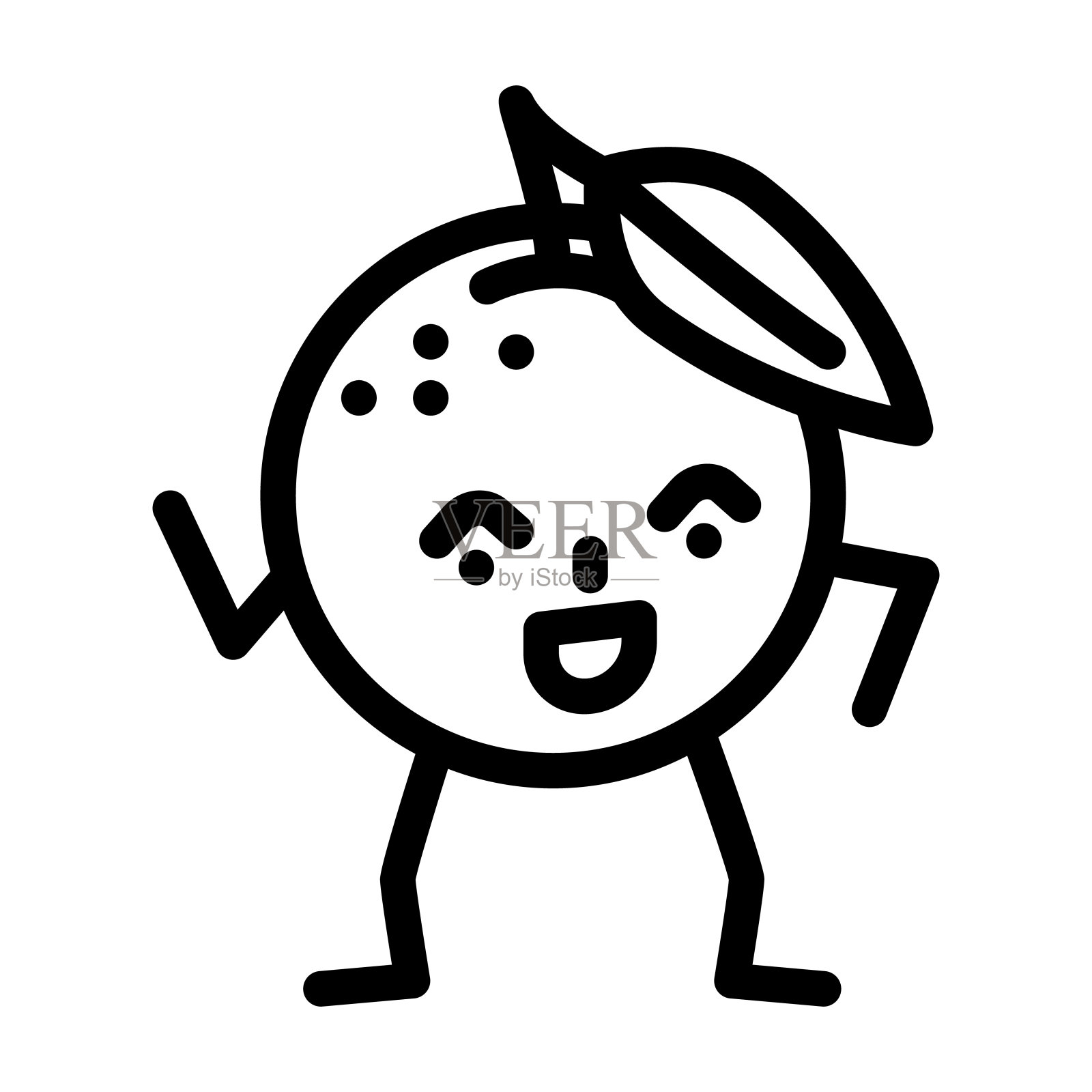 橘子水果字符线图标矢量插图插画图片素材