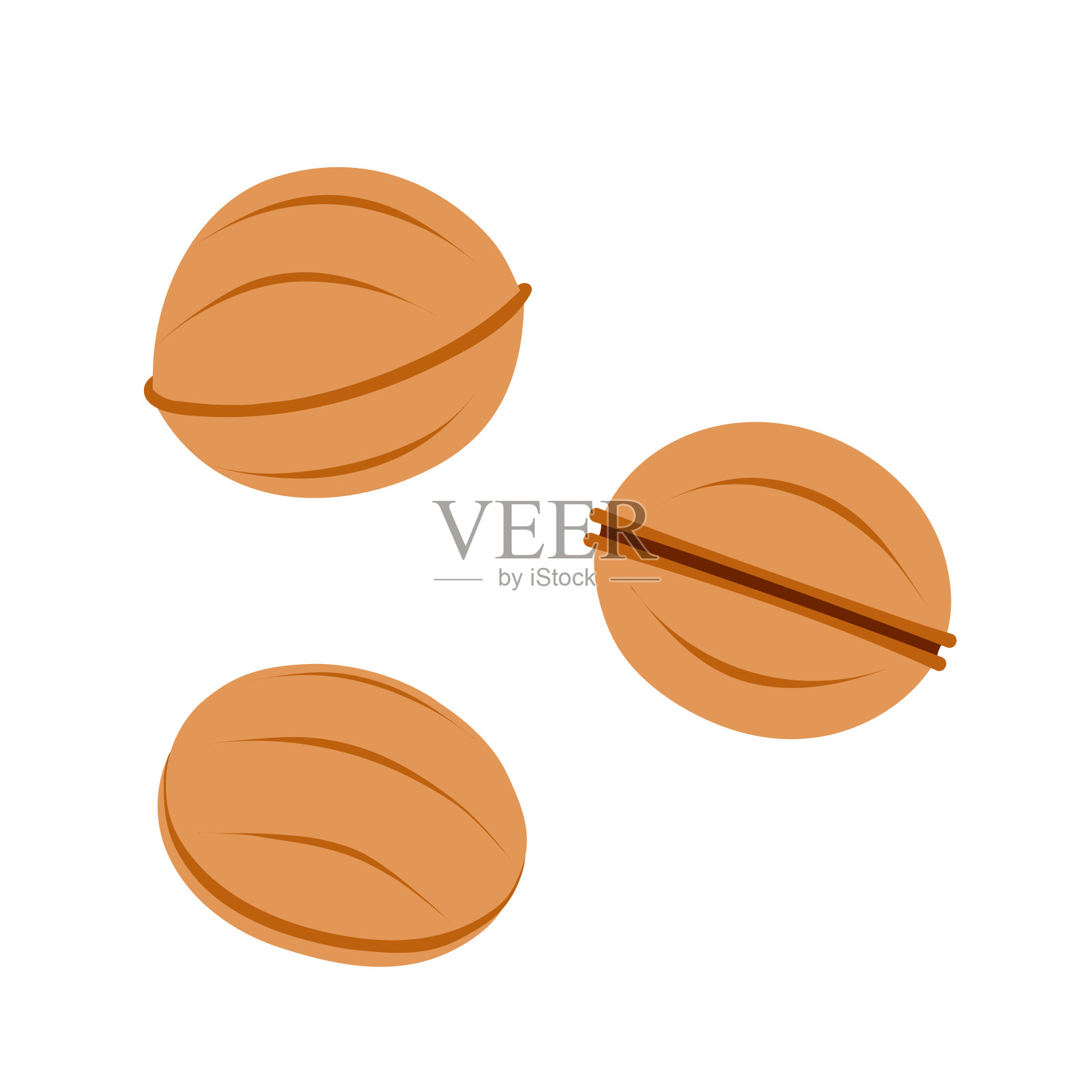 胡桃形状的饼干配煮炼乳。自制美味甜点。手绘彩色平面矢量插图孤立在白色背景上。插画图片素材