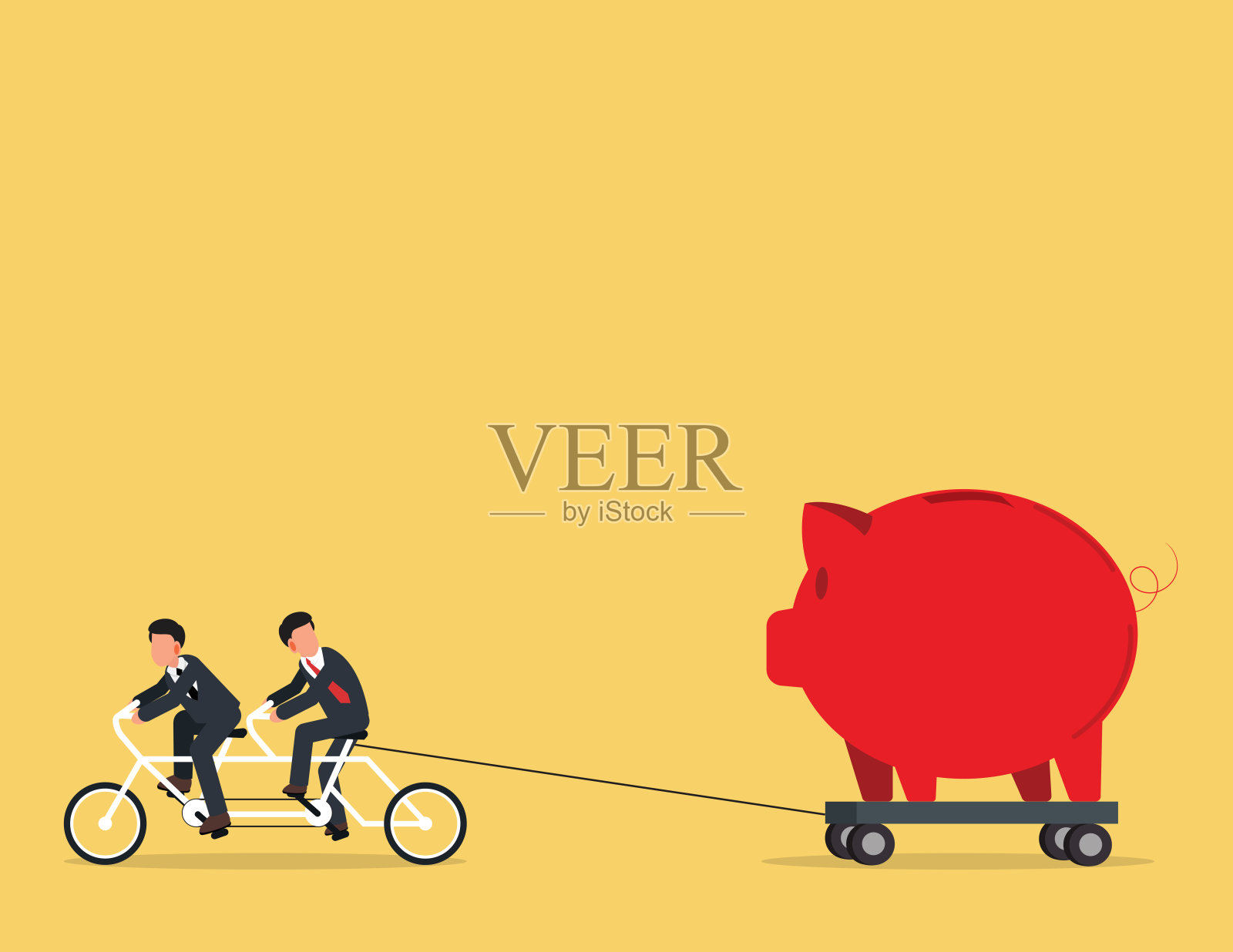 骑和商人拉储蓄猪。插画图片素材