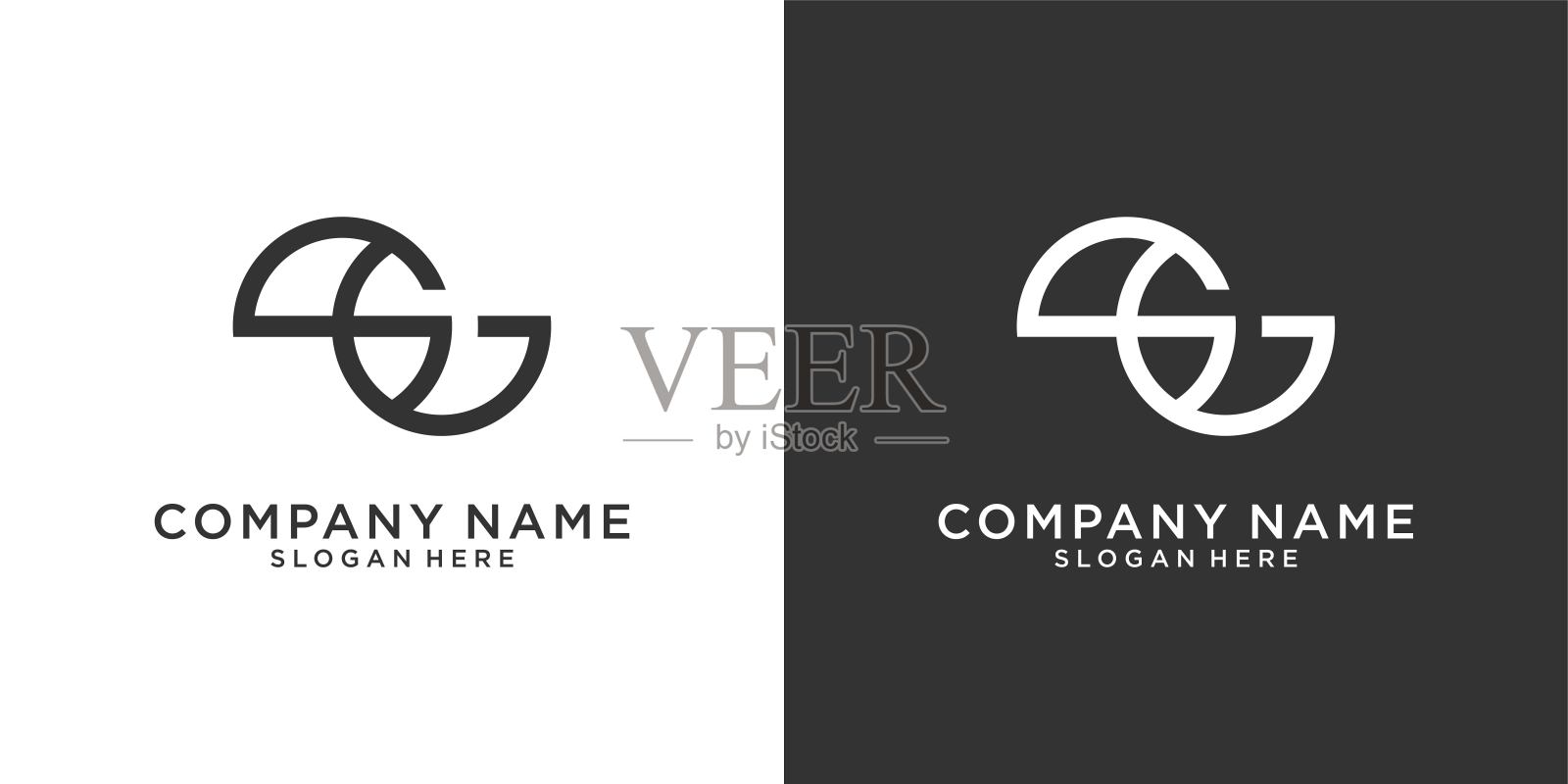 SG或GS字母标志设计矢量。插画图片素材