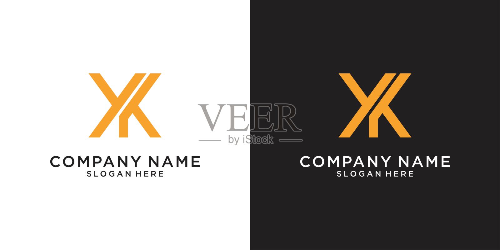 YK或KY字母标志设计矢量。插画图片素材