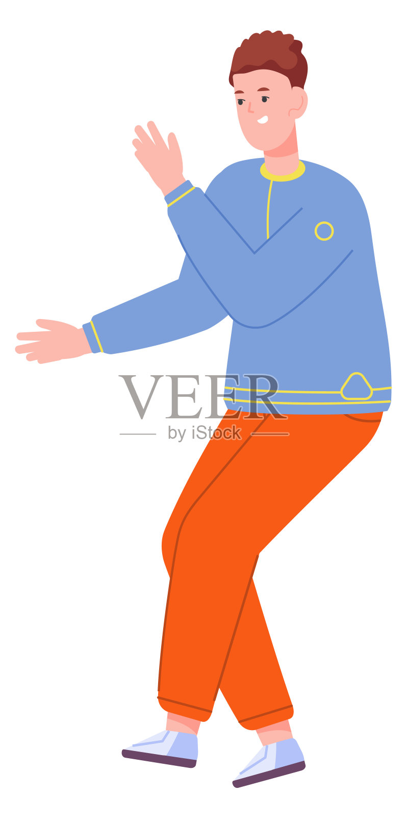 快乐的年轻人在跳舞。庆祝活跃的人插画图片素材