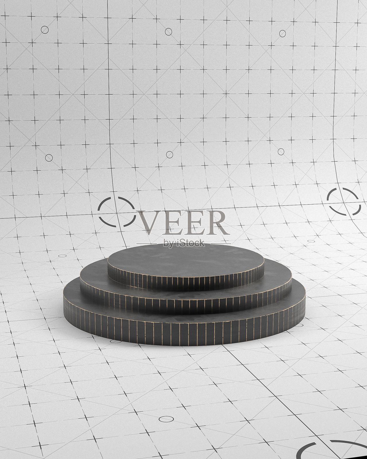 三维渲染的黑色圆形讲台图标矢量照片摄影图片