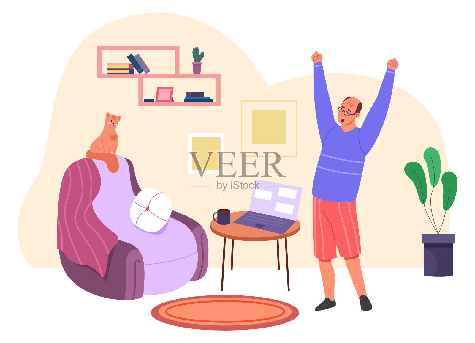 在家锻炼。自我训练锻炼。健康的习惯孤立于白色之上插画图片素材