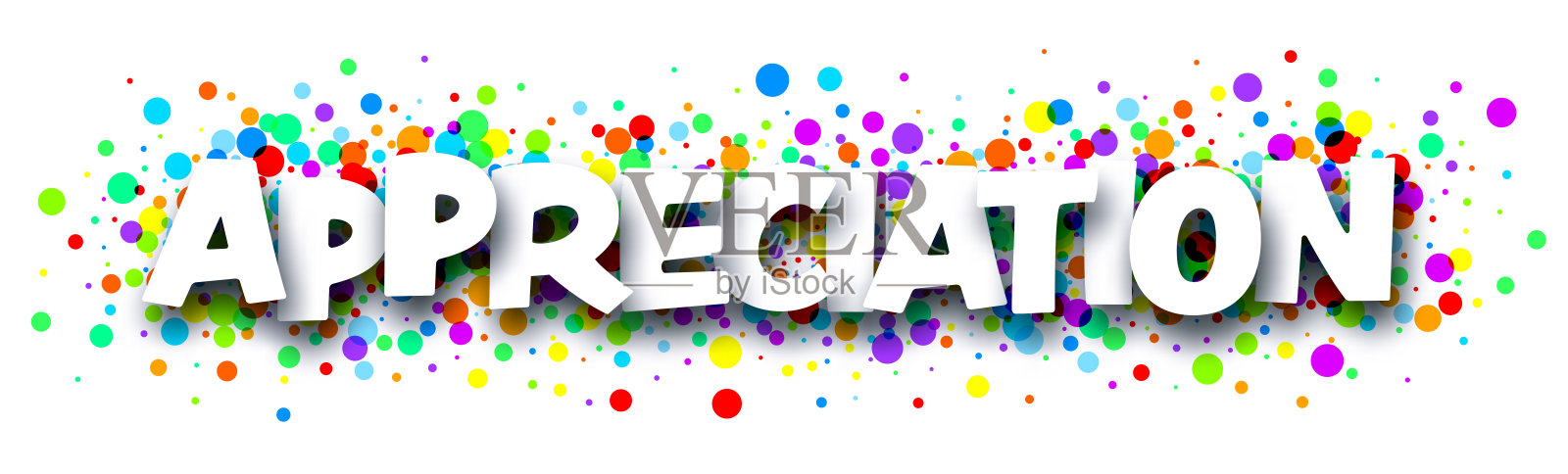 感谢标志在彩色的圆形彩纸背景。插画图片素材