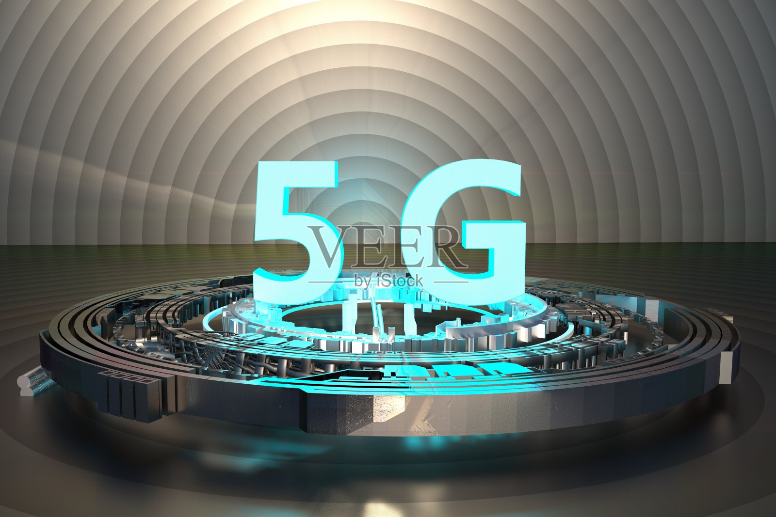 第五代通信系统标记的3D渲染图照片摄影图片