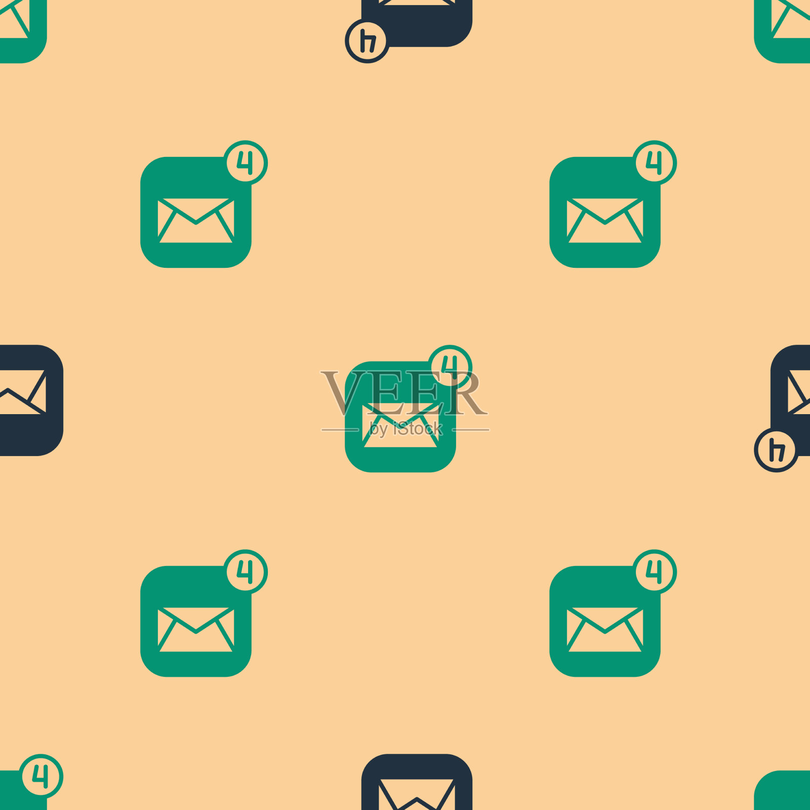 绿色和黑色信封图标隔离无缝图标素材