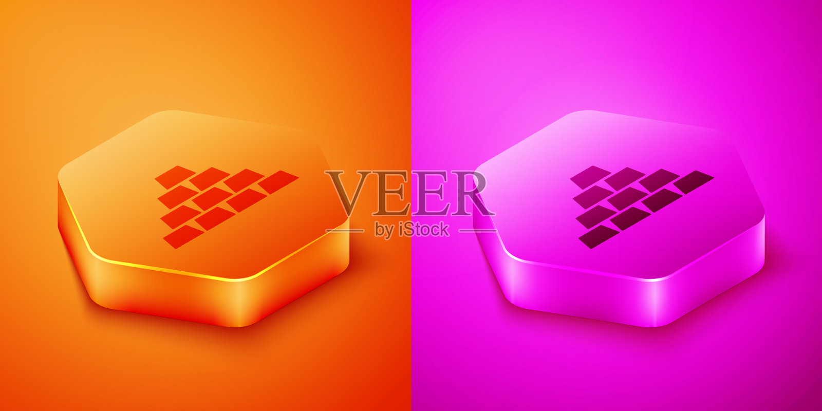 等距金条图标隔离在橙色和图标素材