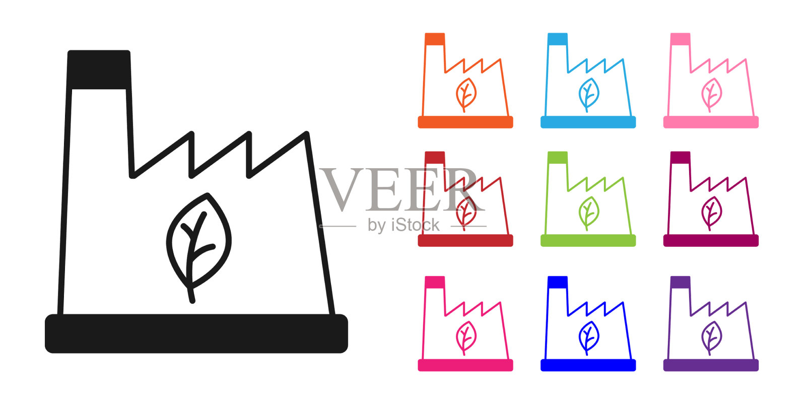 黑色植物回收垃圾图标隔离上图标素材