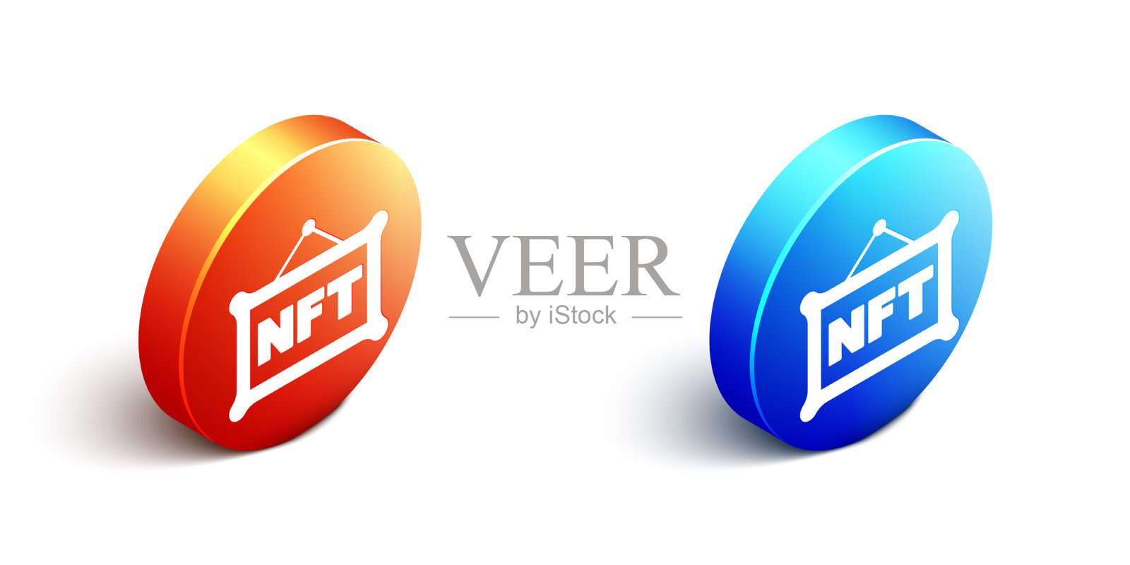 等距非ft数字加密艺术图标隔离上插画图片素材