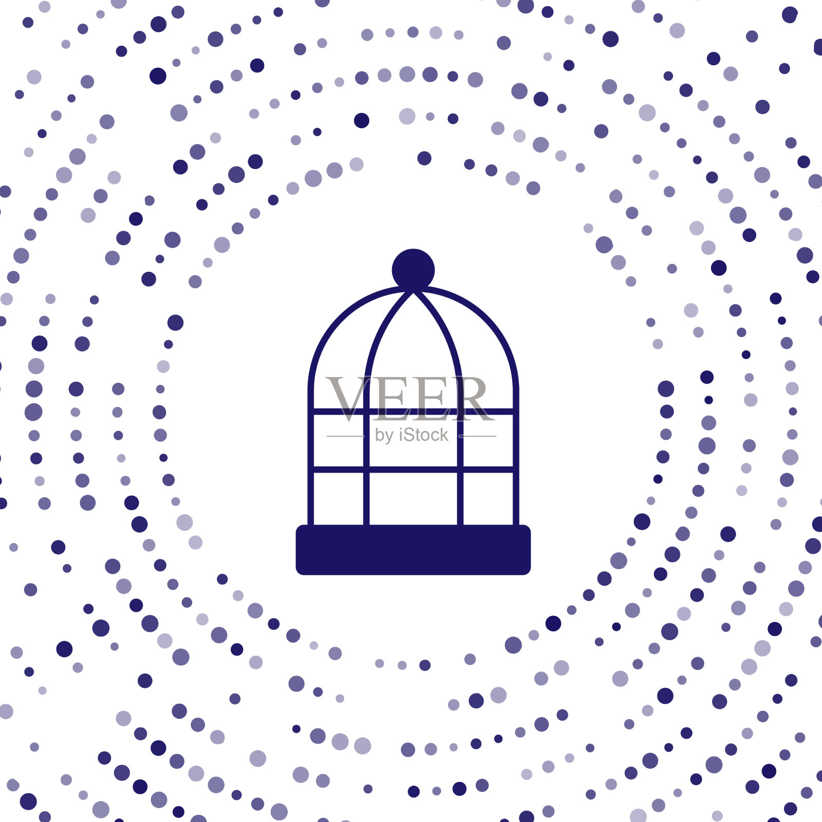 蓝色鸟笼图标隔离在白色上插画图片素材