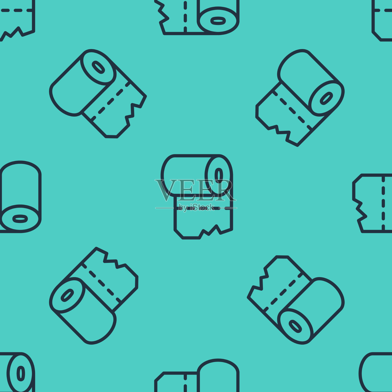 黑线厕纸卷图标隔离插画图片素材