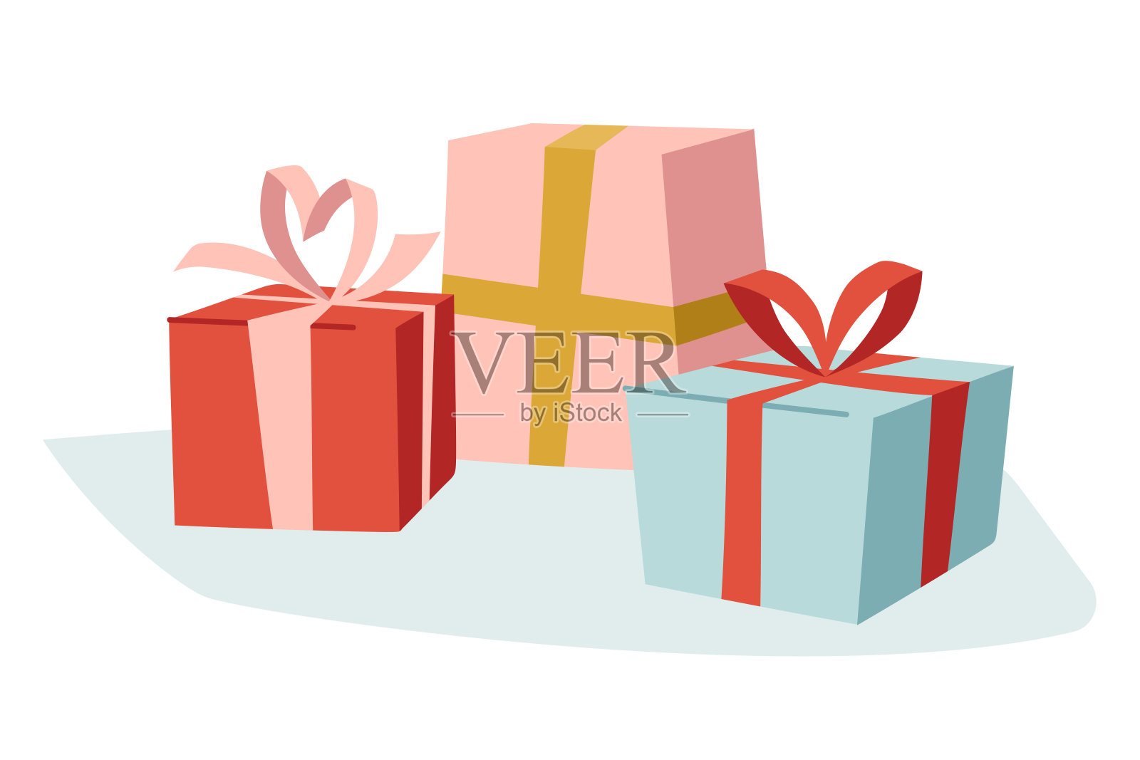 带丝带的礼品盒。节日的气氛中。插画图片素材
