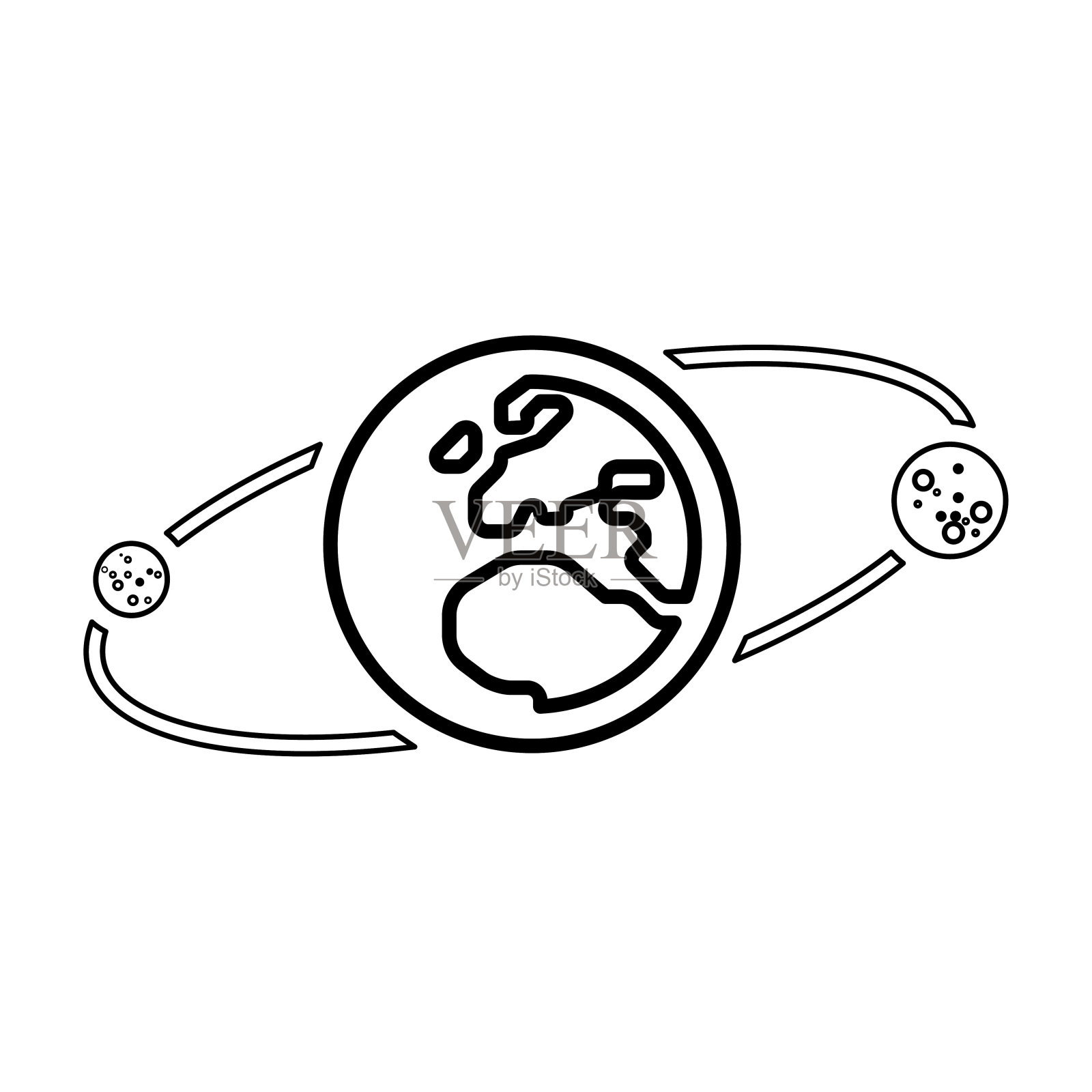 星球图标在太空图标在直线风格插画图片素材