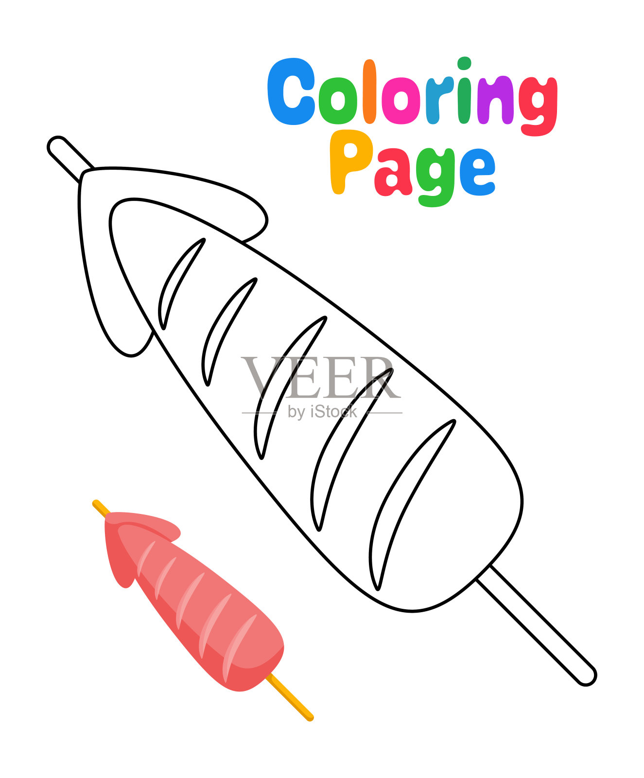 儿童用木木涂色页插画图片素材