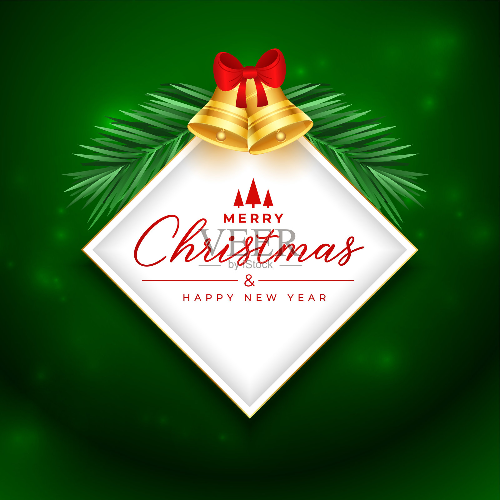 圣诞快乐庆祝横幅与叮当和冷杉设计插画图片素材