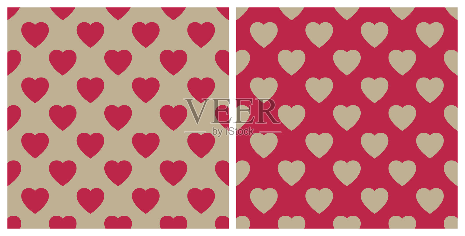 无缝心图案万岁品红和淡卡其色背景插画图片素材