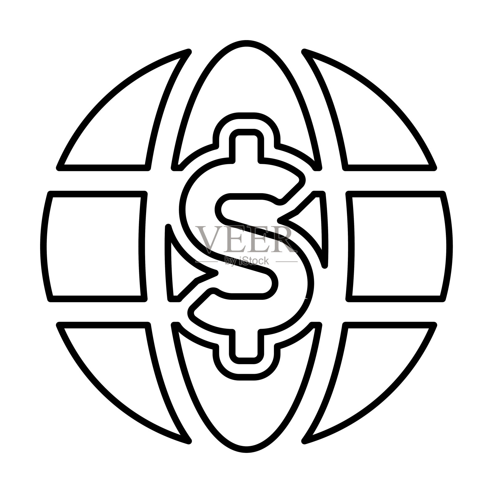 世界商业图标在直线风格插画图片素材