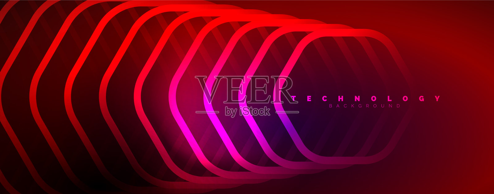 霓虹闪亮的六边形抽象背景插画图片素材