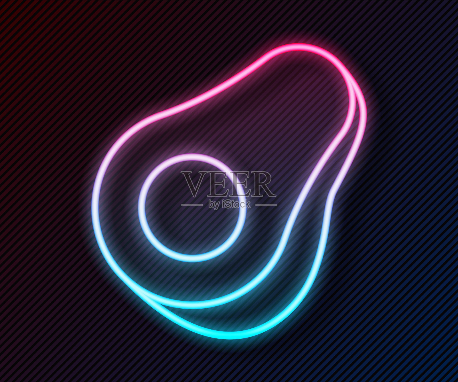 发光的霓虹灯线鳄梨水果图标孤立上插画图片素材