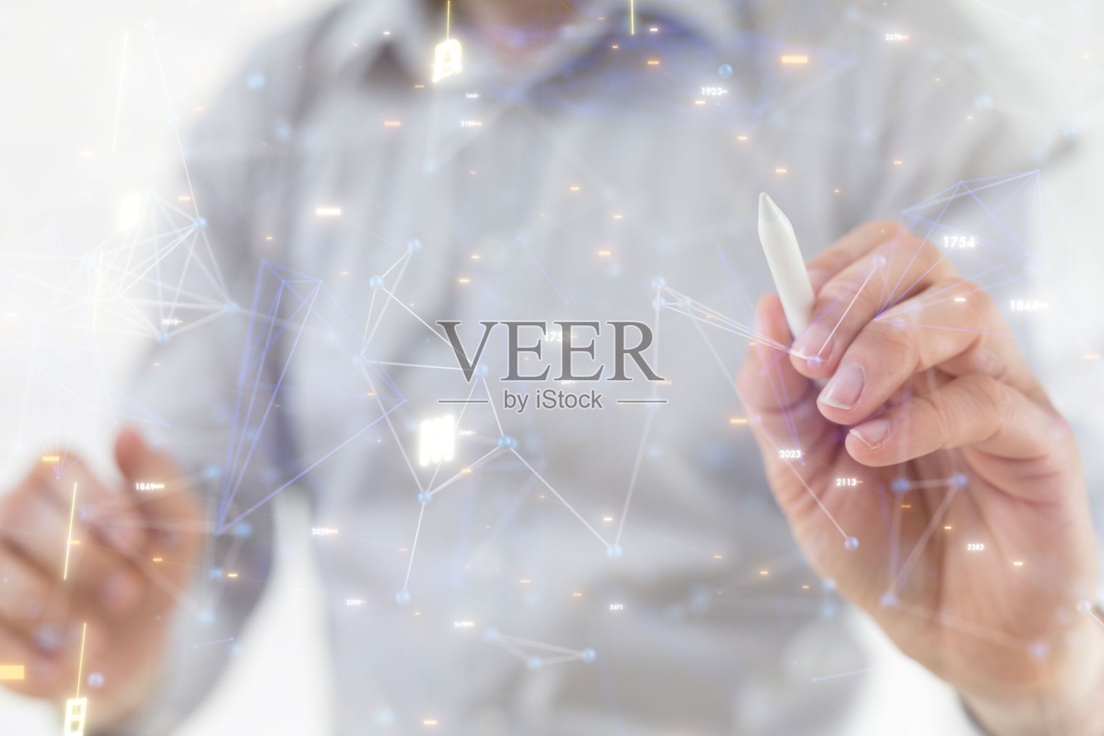 社交网络业务的三维渲染与神经连接浮动照片摄影图片