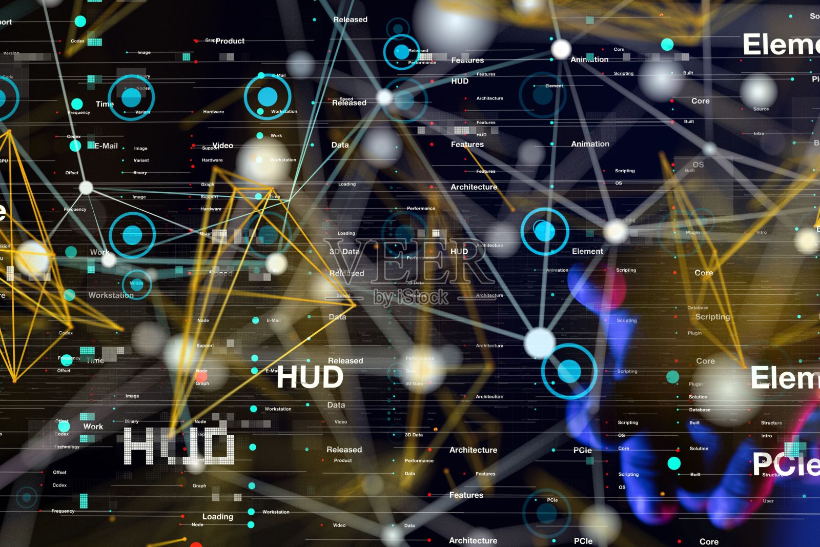 社交网络业务的三维渲染与神经连接浮动照片摄影图片