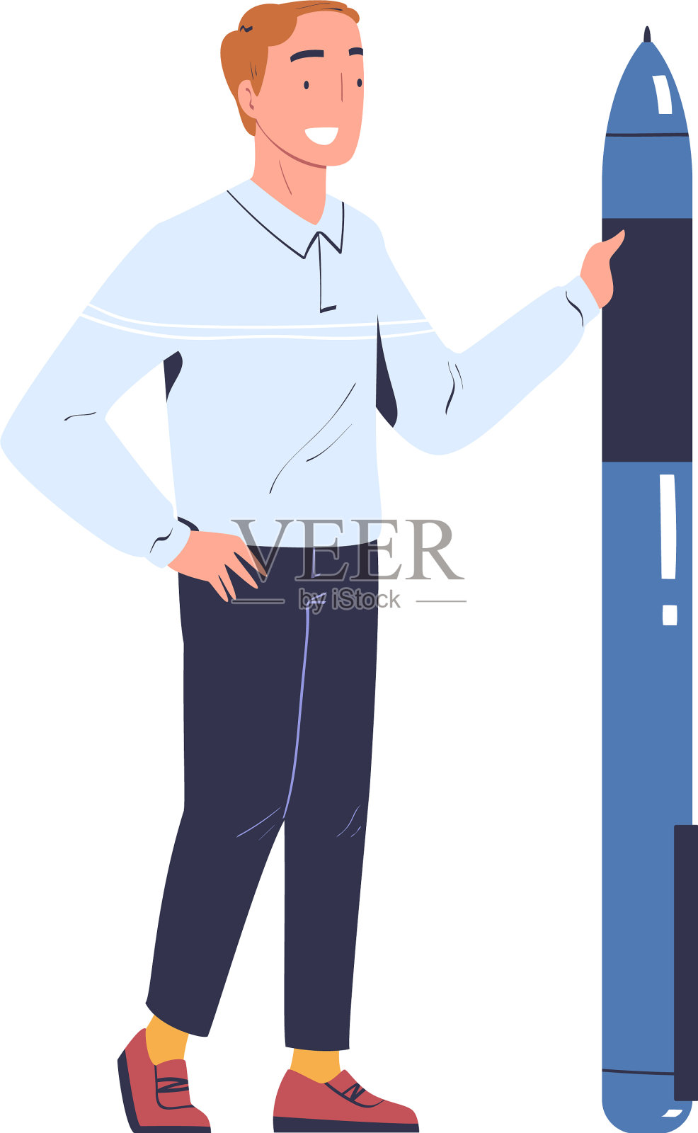 男人性格与巨大的笔签订合同和设计元素图片