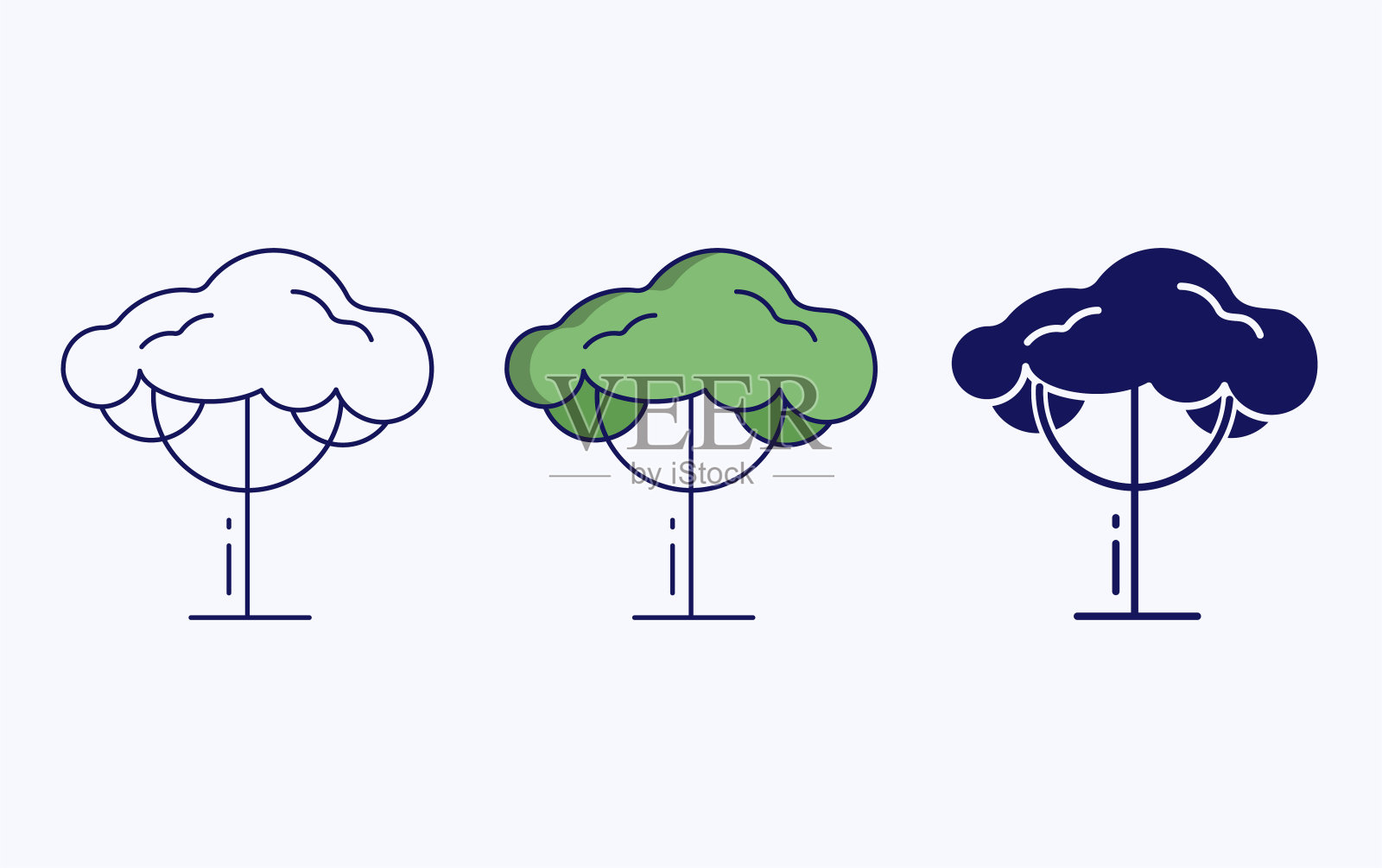 树图标，线和字形矢量插图插画图片素材