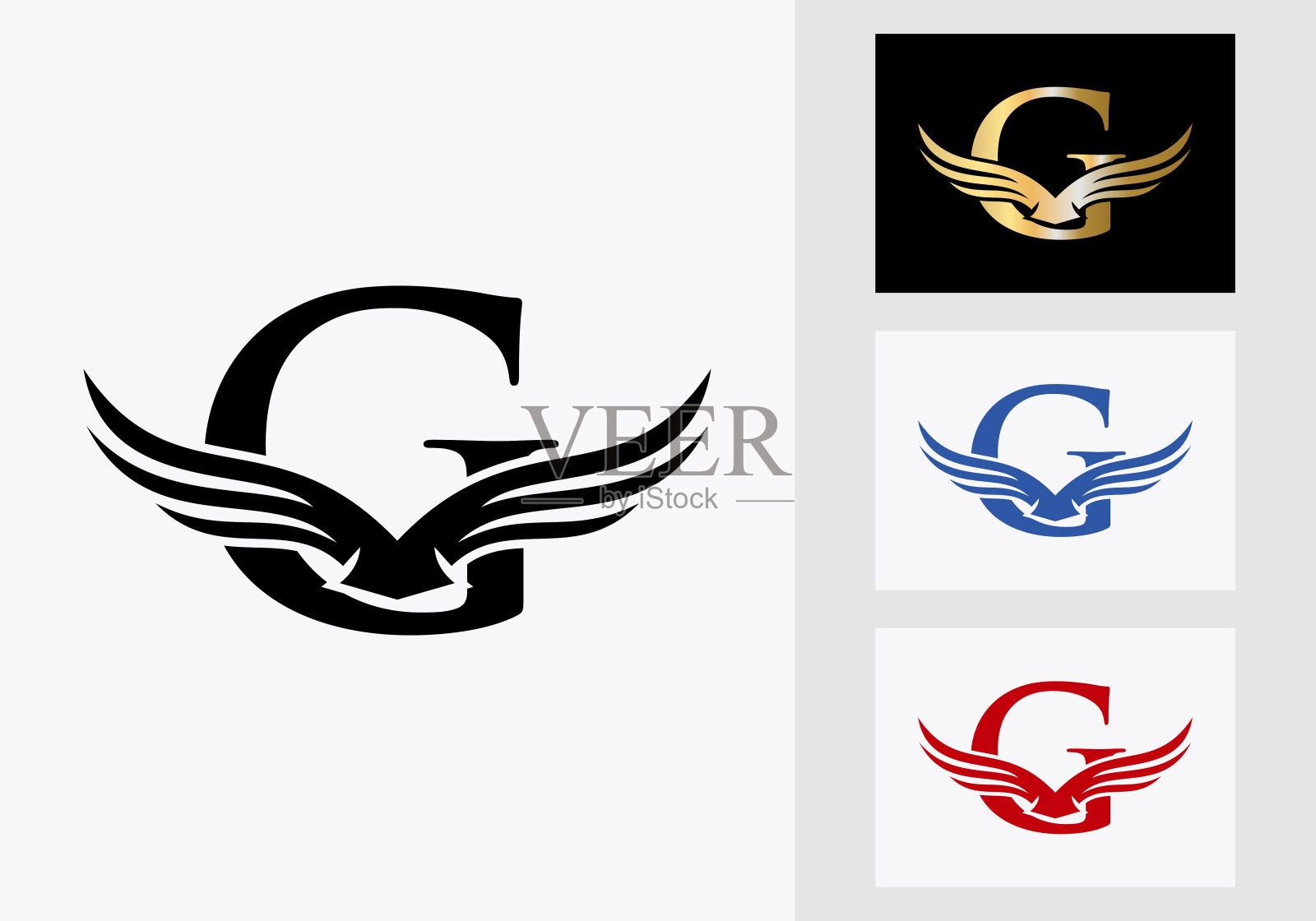 G字母翼标志设计。首飞翼G字母标志插画图片素材