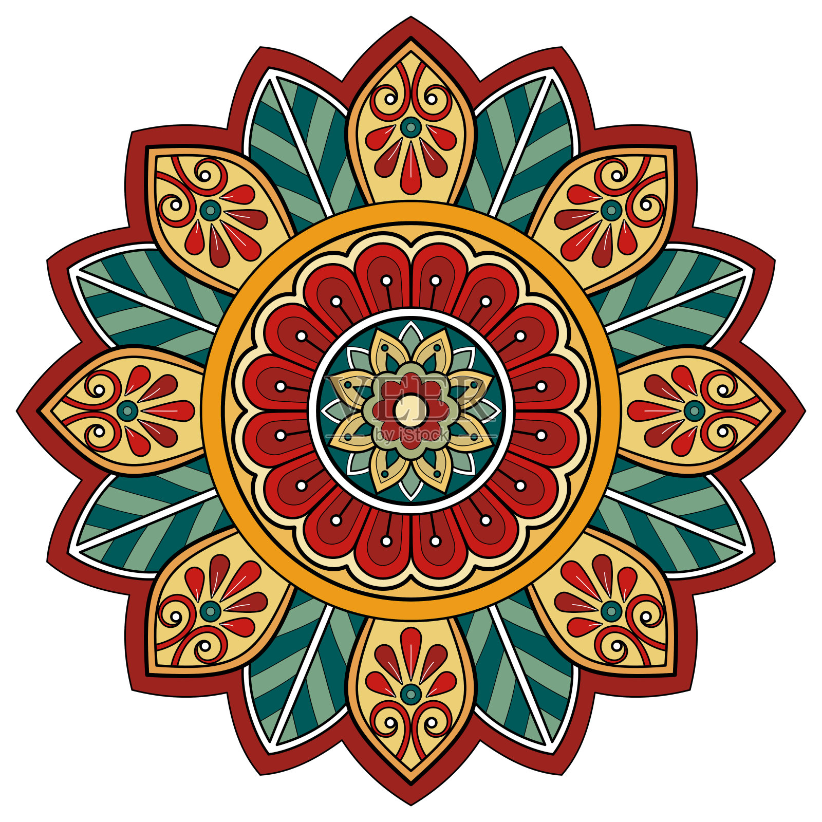 色彩斑斓的民族曼荼罗插画图片素材