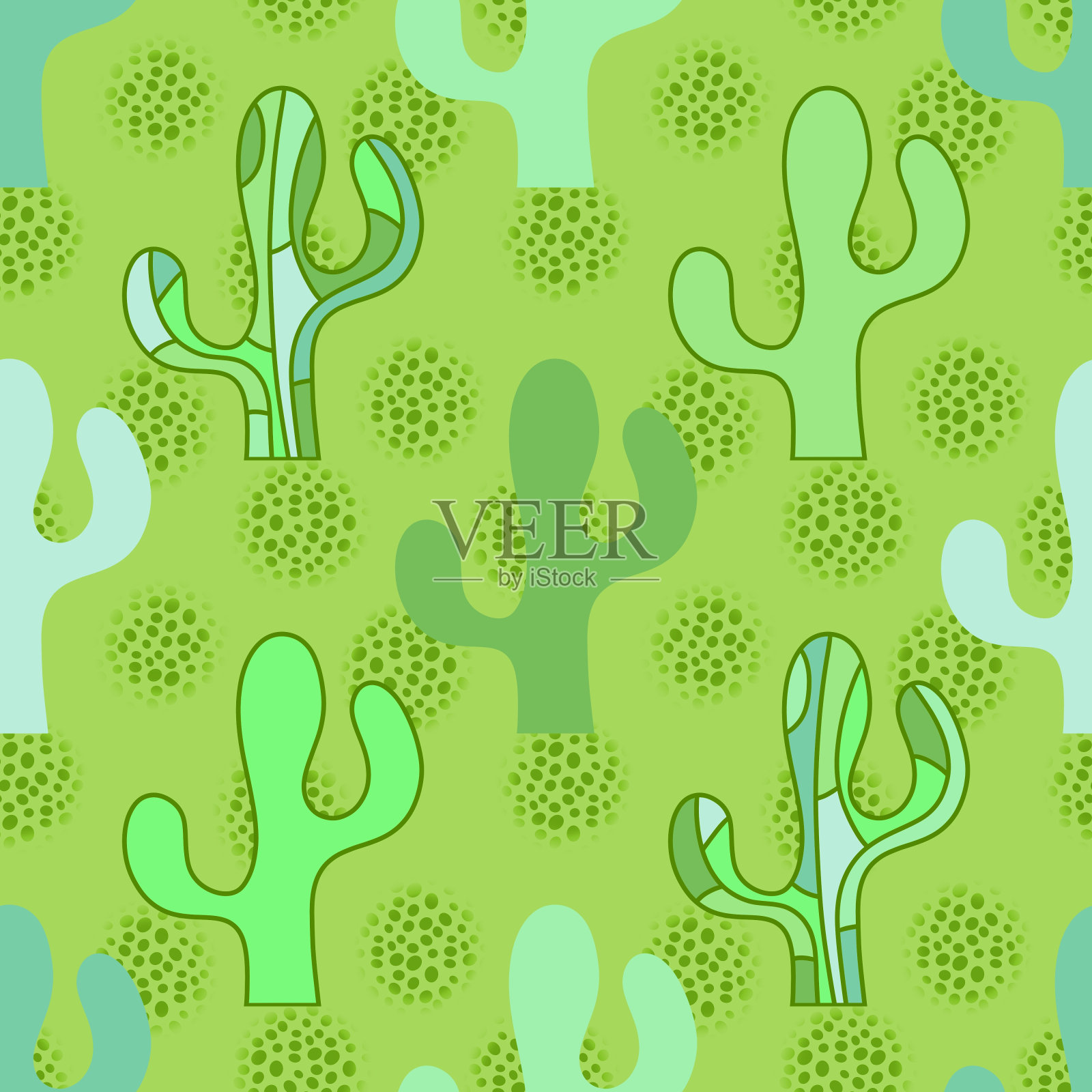 夏季仙人掌印花织物和纺织品和包装，礼品和卡片和亚麻布插画图片素材