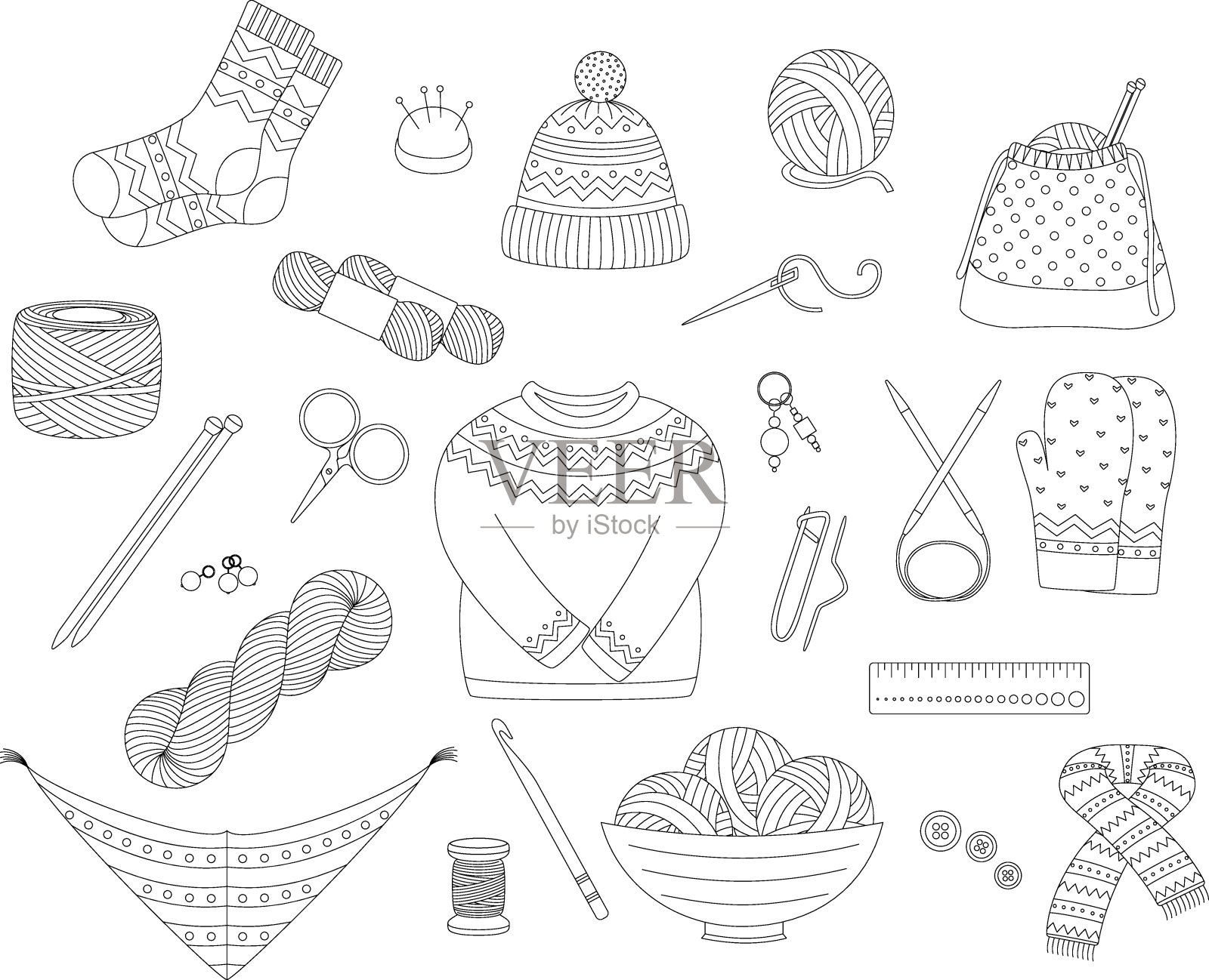 编织工具插画图片素材