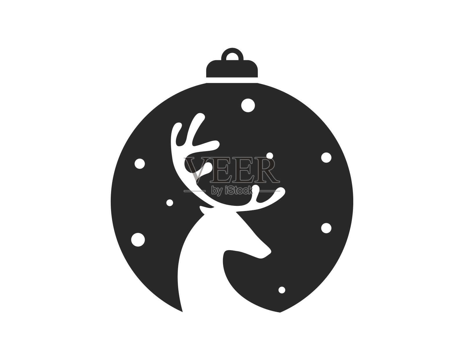 有鹿的圣诞舞会。圣诞和新年假期设计的元素插画图片素材