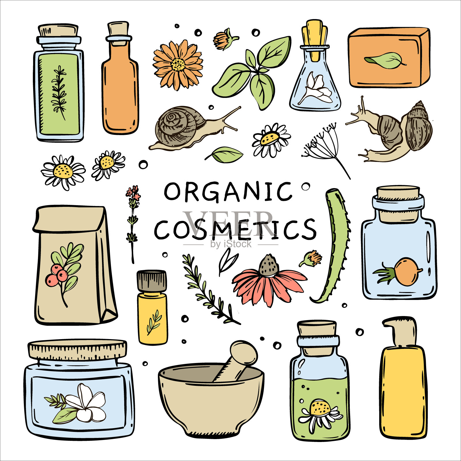 蜗牛黏液素化妆品有机健康制剂设计元素图片