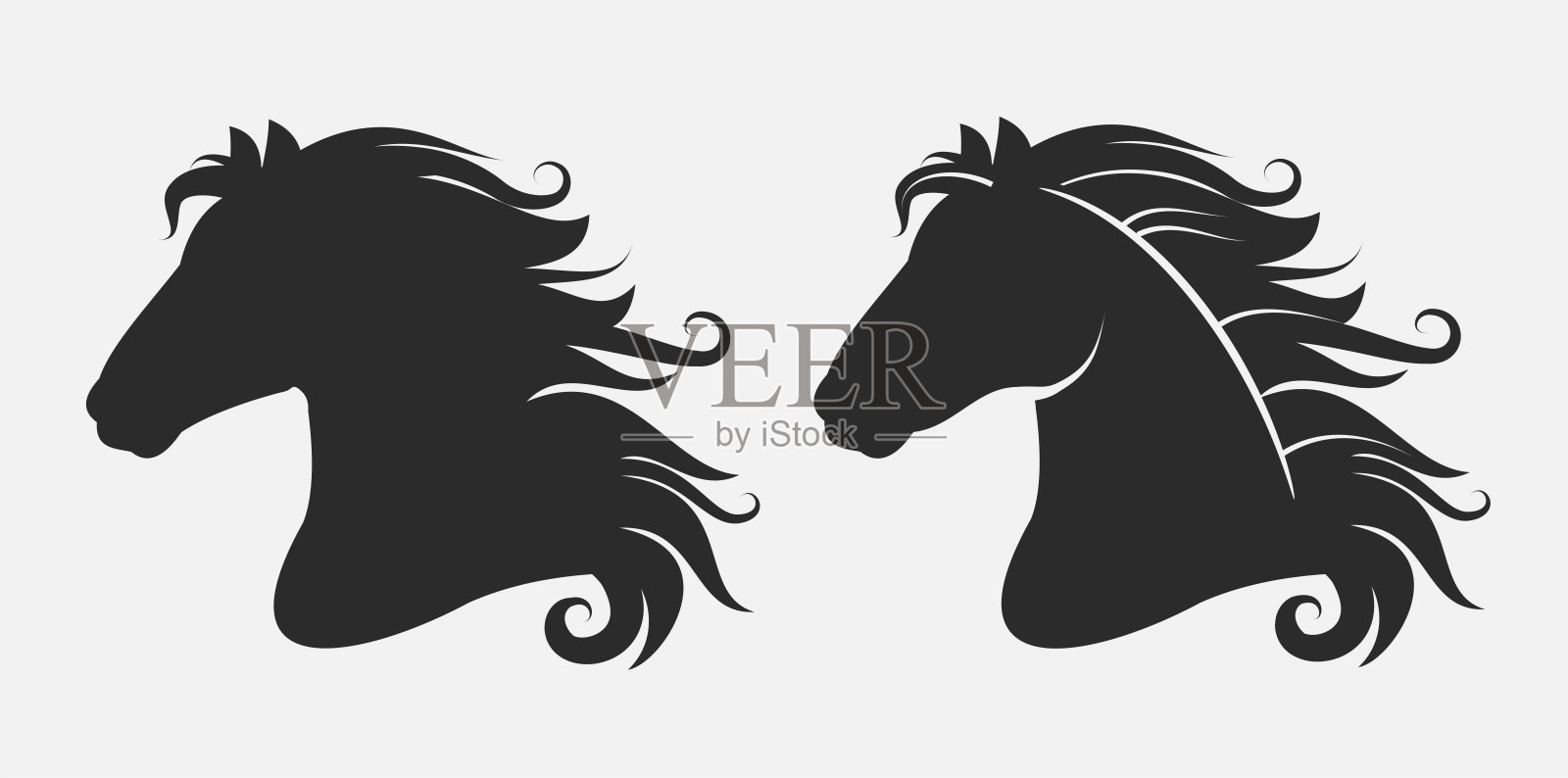 美丽的头像马在两个版本矢量插图插画图片素材