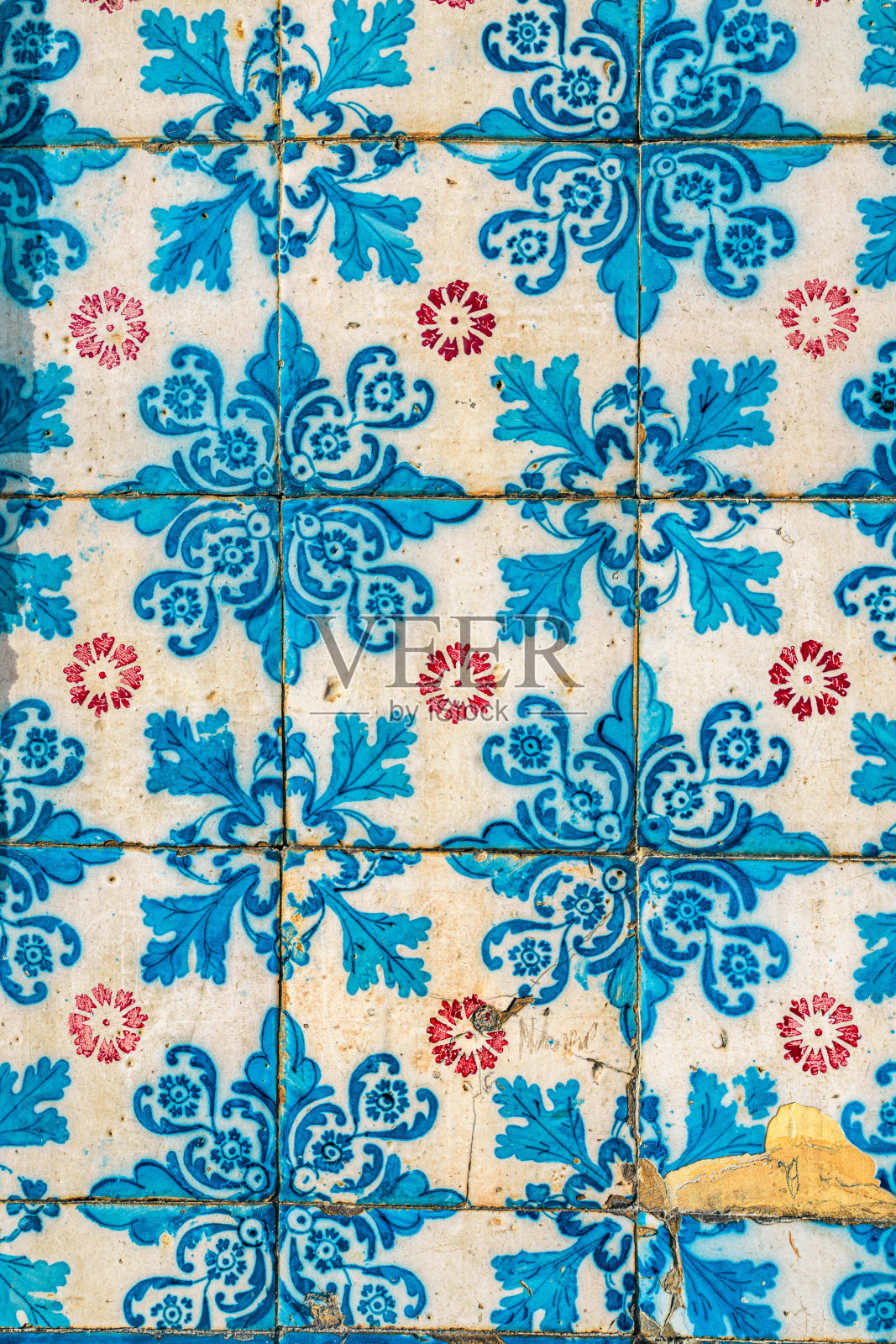 葡萄牙古老的传统彩绘瓷砖照片摄影图片