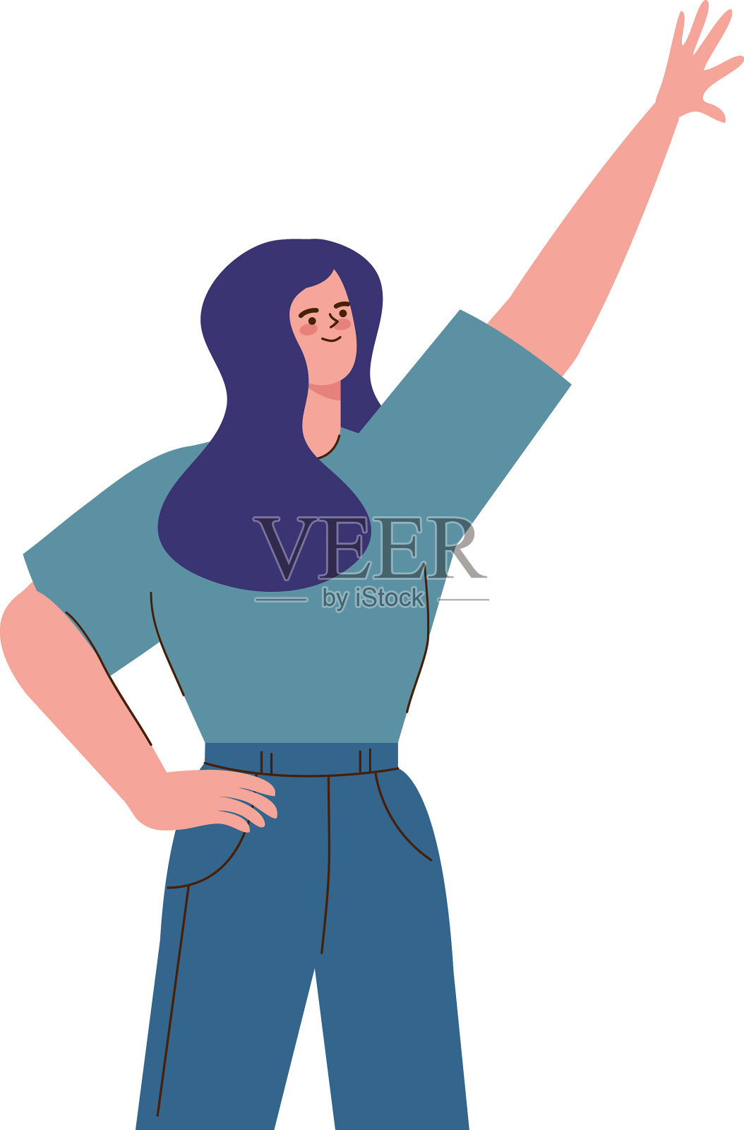 女人举起手庆祝设计元素图片