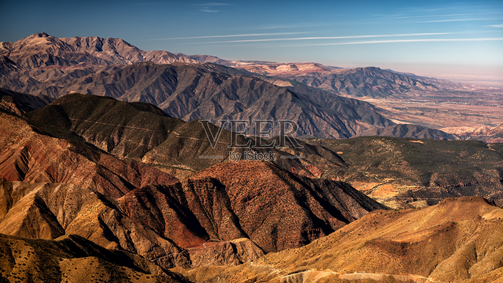 摩洛哥高阿特拉斯山脉的景观。照片摄影图片