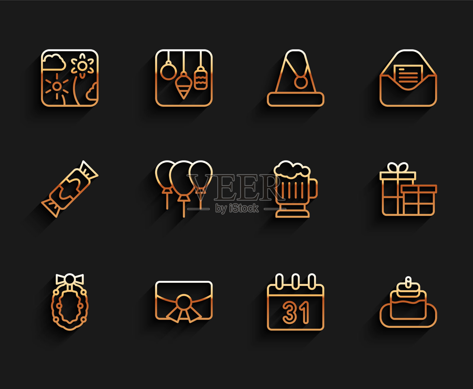 套线圣诞花环明信片烟花图标素材