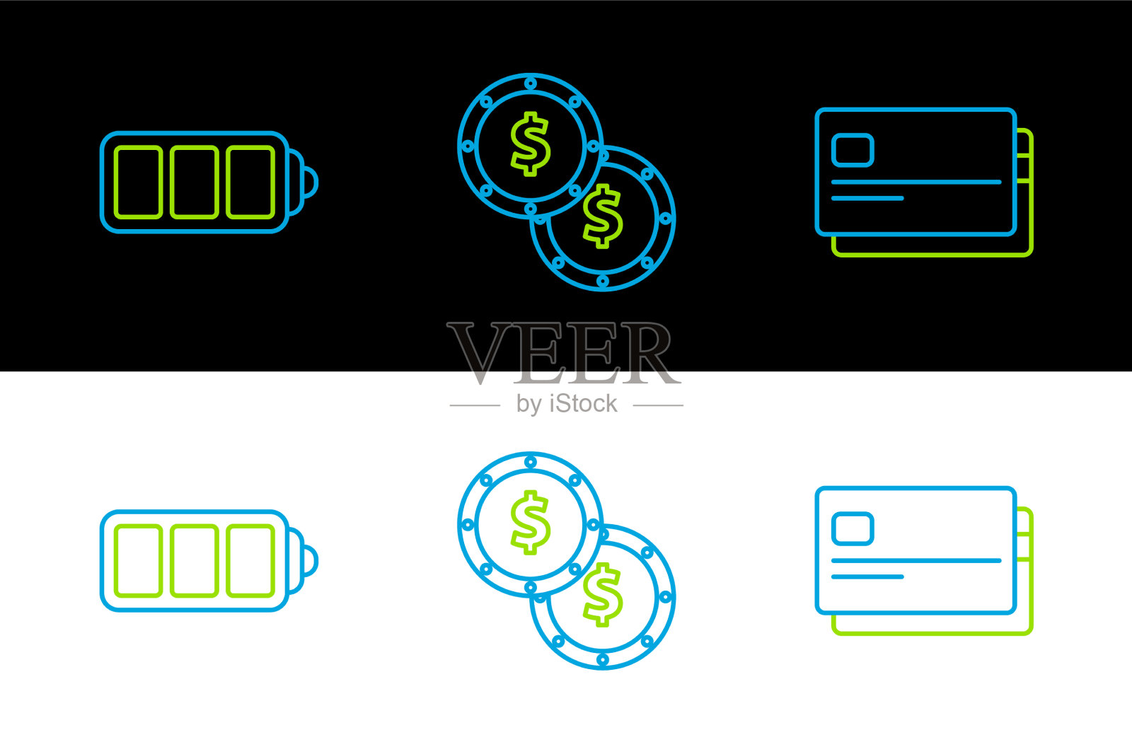 设置线信用卡电池充电水平图标素材